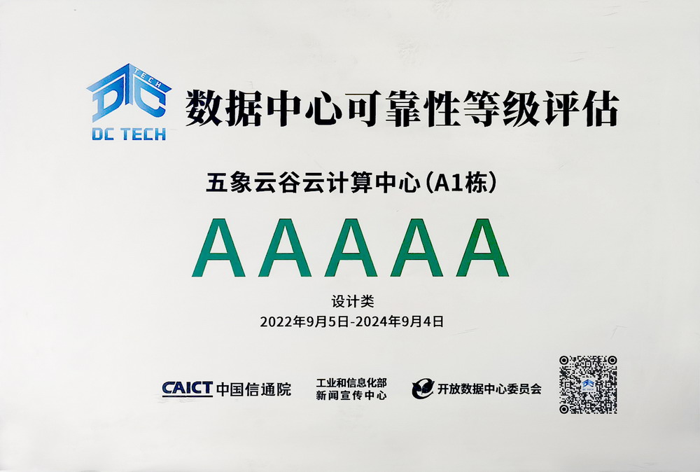 Data Center Reliability Rating: AAAAA